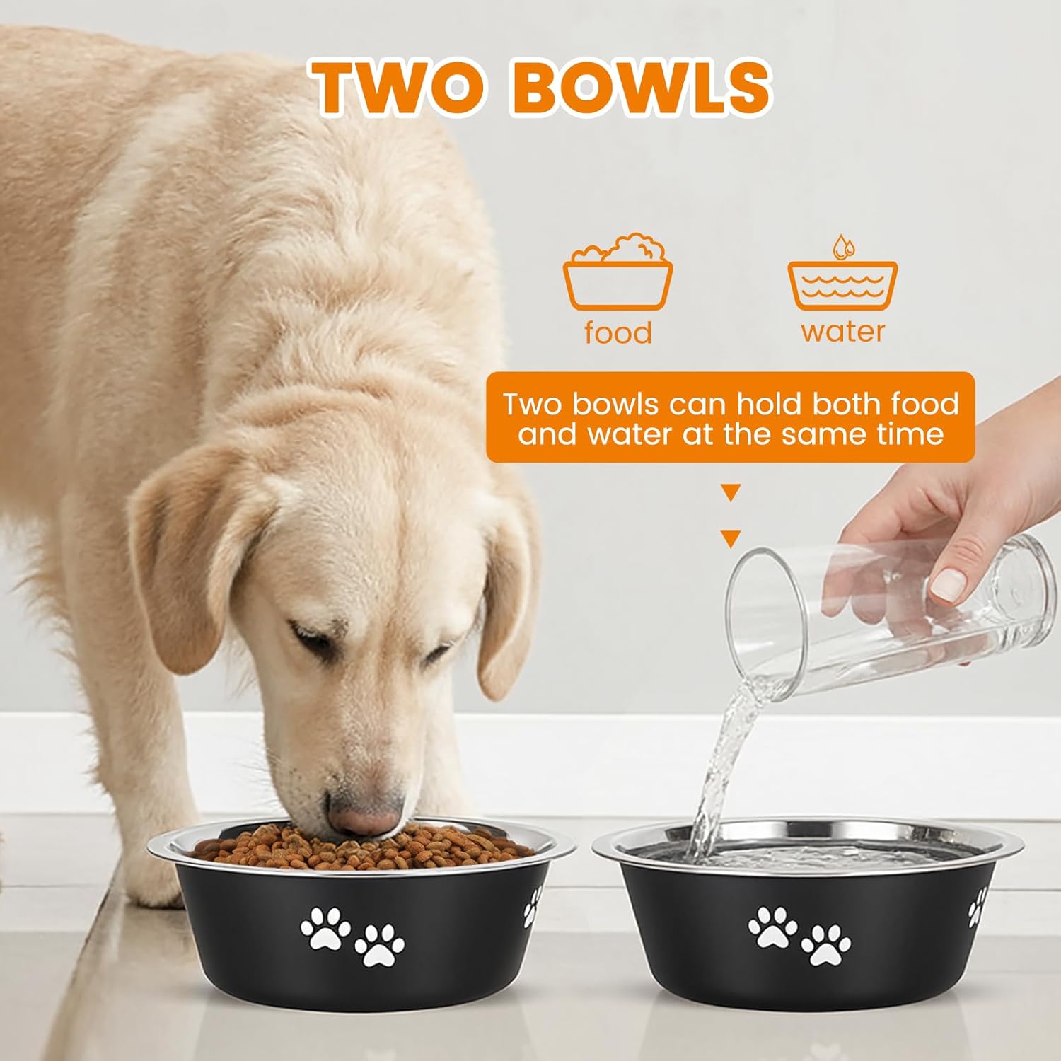 PETTOM 2 Pack Dog Bowls (860ML), Stainless Steel Dog Bowls with Nonslip Silicone Bottom, Pet Feeding Bowls for Cat, Pups-Food and Water Bowls for Small Medium Dogs - Image 6