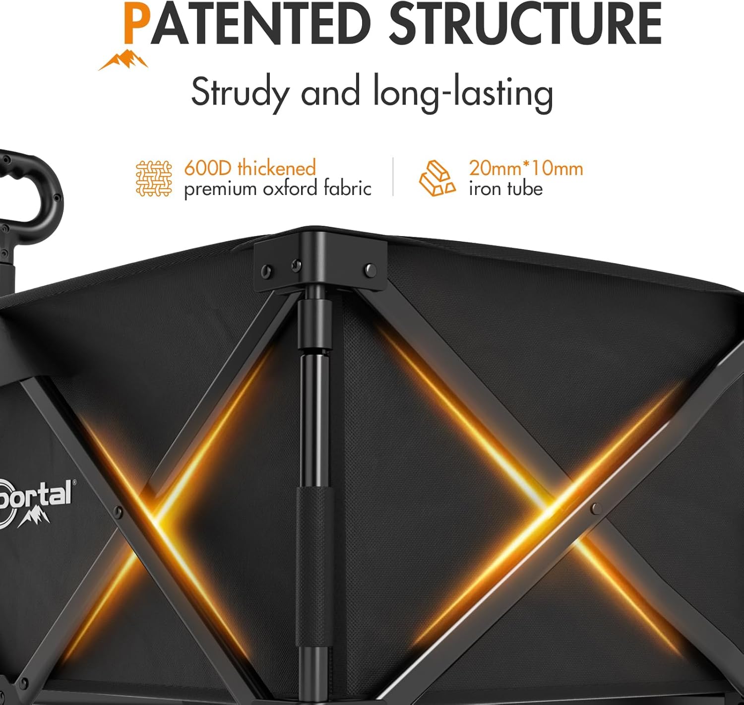 Portal Beach Trolley on Wheels for Sand with Brakes All Terrain Big Wheels Festival Camping Trolley Folding Beach Wagon Garden Trolley Supports 110kg Heavy Duty Collapsible - Image 7