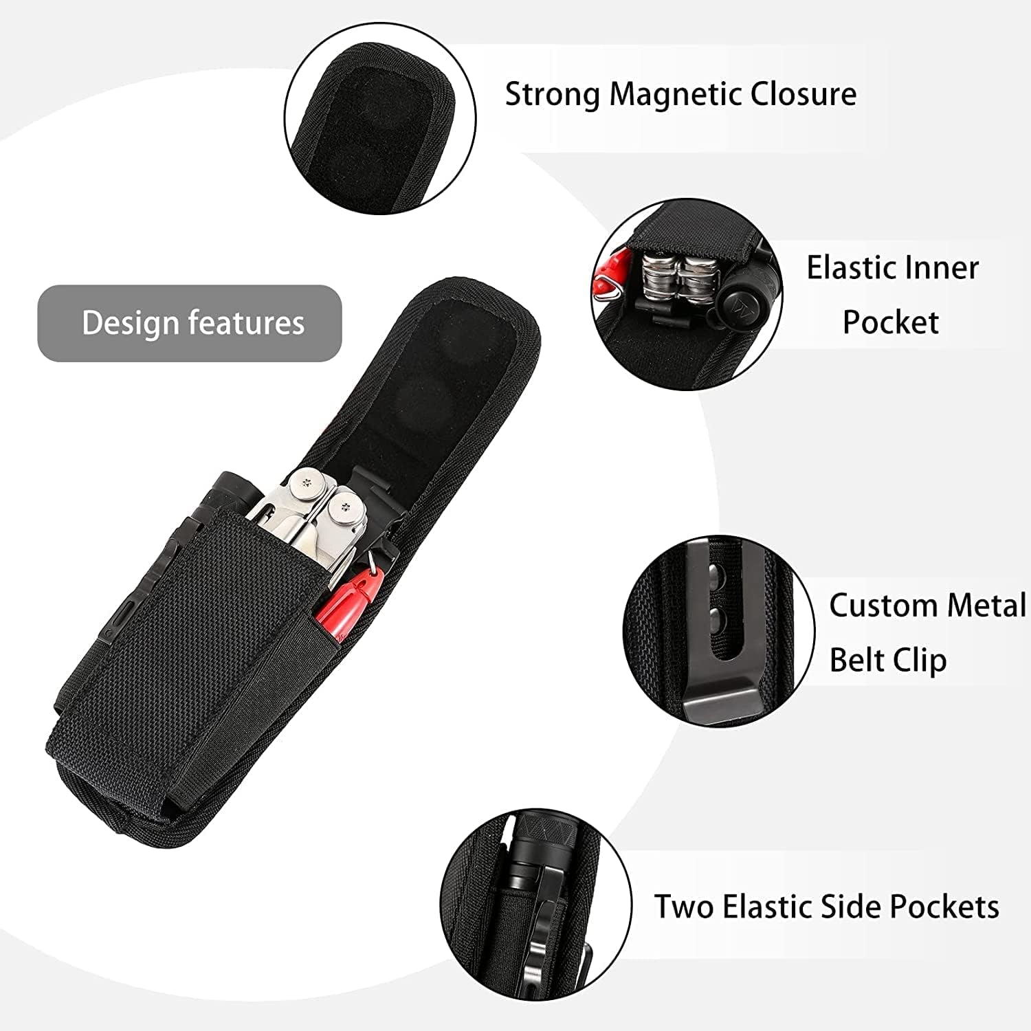 Multitool Sheath,Multitool Sheath for Belt, EDC Pouch for Pens, Flashlights, Folding Knives, 5" Tactical Organizer for Multitools, Pocket Knife Holder, Tool Belt Pouch, Unusual Gifts for Men Dad Him - Image 2