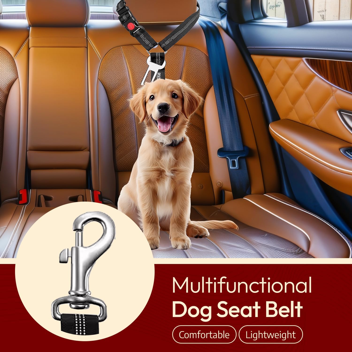 Dog Seat Belts For Cars Uk Headrest Dog Car Seat Belt Adjustable Car Harness Pet Dogs Safety Seatbelt Anti Shock Elastic Puppy Restraint Strong Leash Leads For Dogs Pets Safety (BLACK) - Image 7