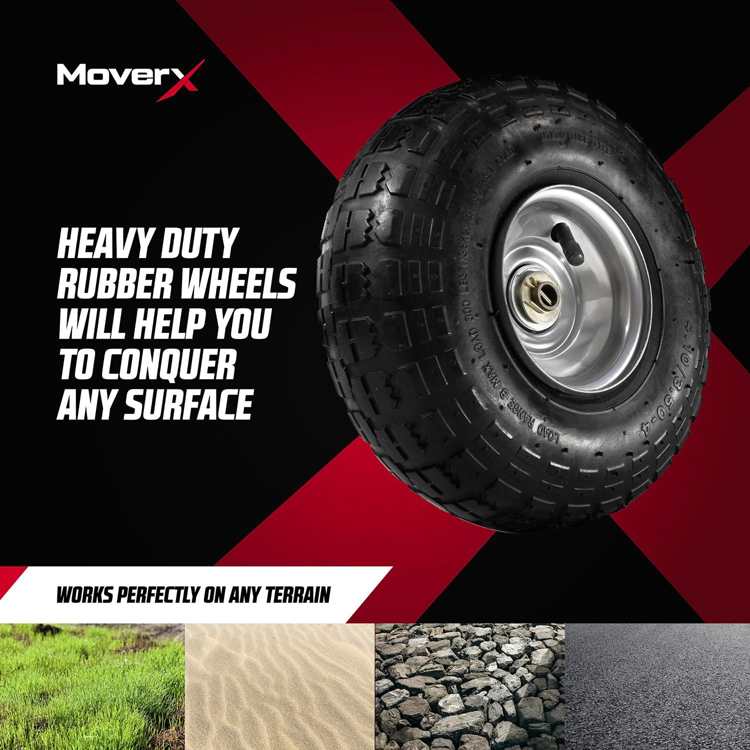 MoverX 250KG Garden Trolley, Heavy Duty Trolley, Garden Cart, Gardening Trolly On Wheels, 4 Wheel Outdoor Truck, Festival, Camping, Fishing, Beach Wagon, Liner in Black - Image 3