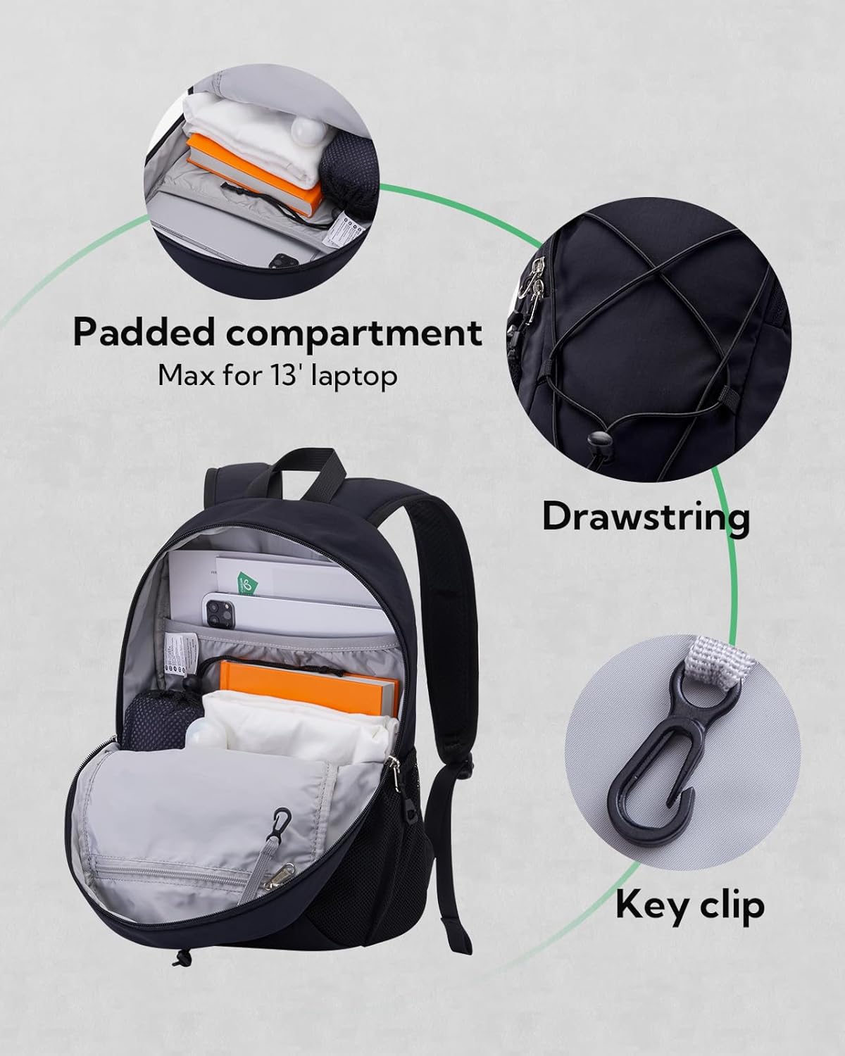 Waterfly Small Hiking Backpack 12L: Mini Lightweight Sport Rucksack with Chest Strap Daypack Compact Day Bag for Outdoor Travel Walking Camping Cycling Climbing Women Men Teenagers - Image 3