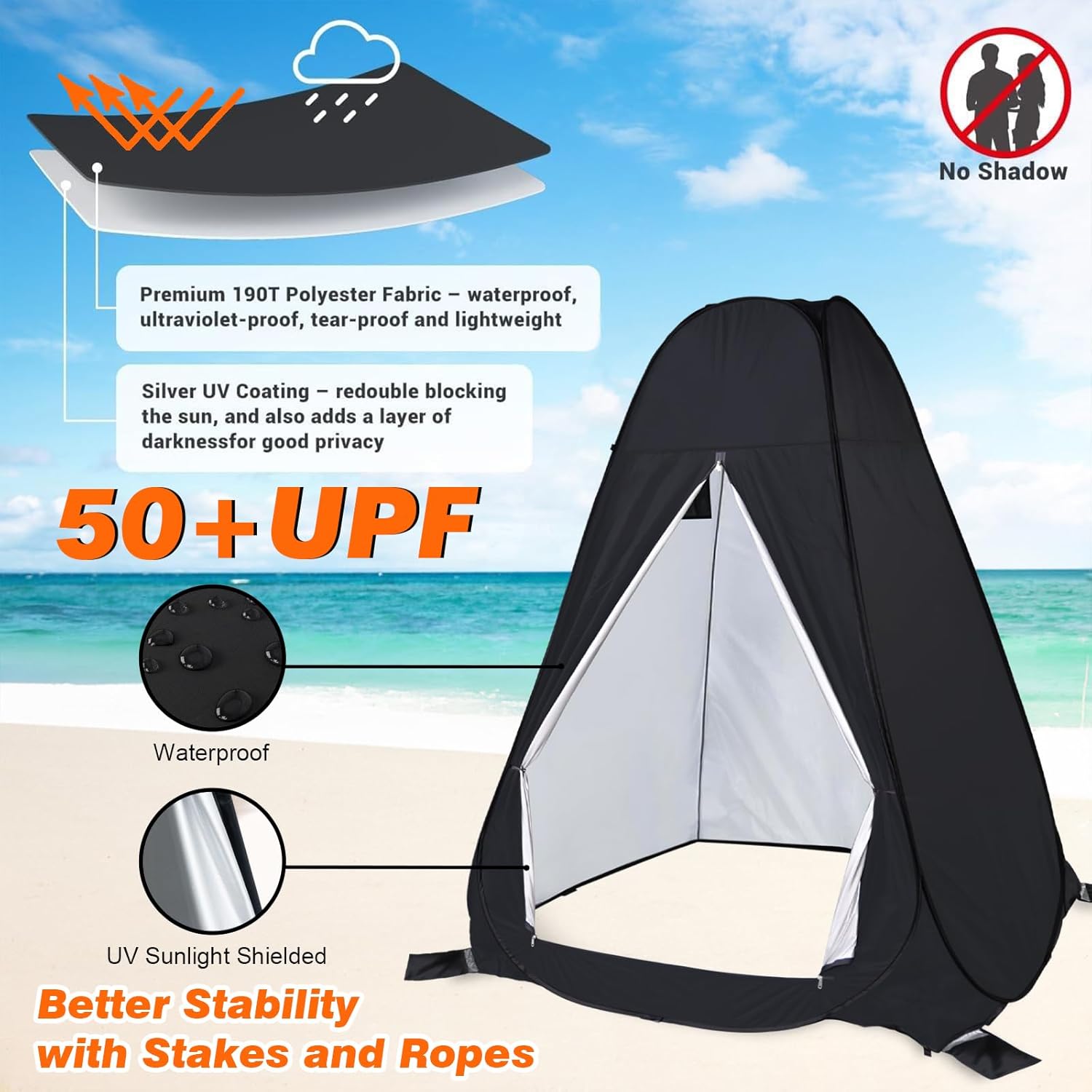 213×150×150cm Extra large Pop Up Toilet Privacy Tent for Camping, Portable Shower Tent for Outdoor Changing Dressing, Caravan, Fishing Sunshade, Beach Dressing Changing Room with Carrying Zippered Bag - Image 5