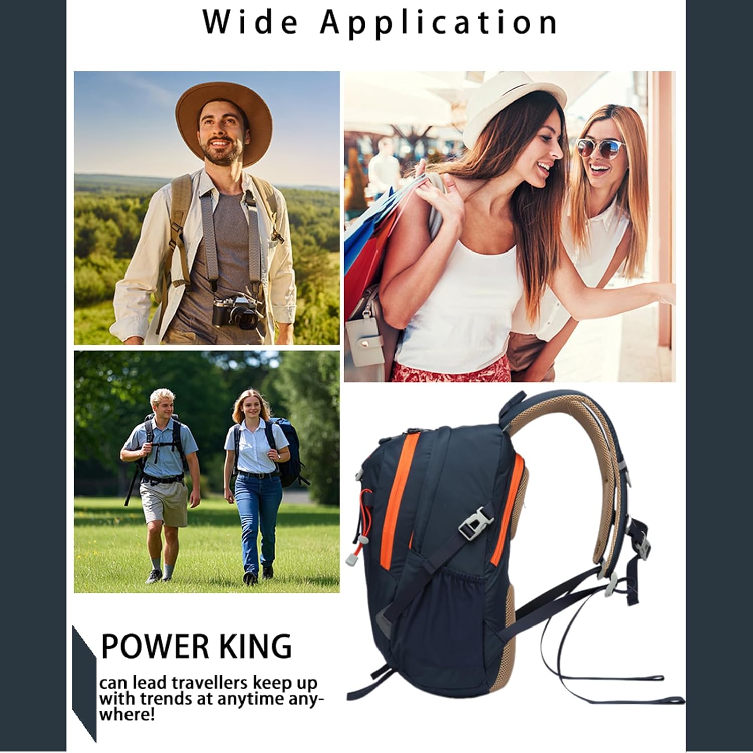 Lightweight Hiking Backpack, 30L Women/Men Waterproof Travel Rucksack Bag with Rain Cover, Outdoor Small Foldable Daypack for Student, Fit for 15.6 inch Laptop - Image 7