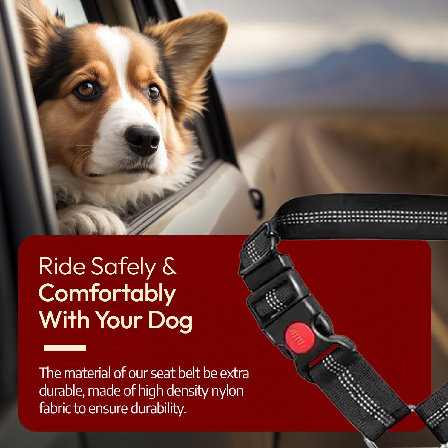 Dog Seat Belts For Cars Uk Headrest Dog Car Seat Belt Adjustable Car Harness Pet Dogs Safety Seatbelt Anti Shock Elastic Puppy Restraint Strong Leash Leads For Dogs Pets Safety (BLACK) - Image 4