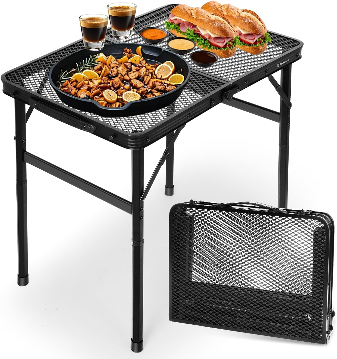 2ft Portable Camping Table, 2 Adjustable Heights Mesh Small Folding Table (23.6''x 15.7'') – Lightweight Outdoor Cooking & Dining Table for Camping,Fishing, Garden, Patio, Beach & Festivals - Image 9