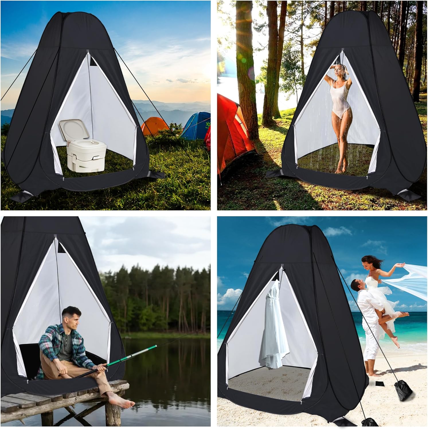 213×150×150cm Extra large Pop Up Toilet Privacy Tent for Camping, Portable Shower Tent for Outdoor Changing Dressing, Caravan, Fishing Sunshade, Beach Dressing Changing Room with Carrying Zippered Bag - Image 7