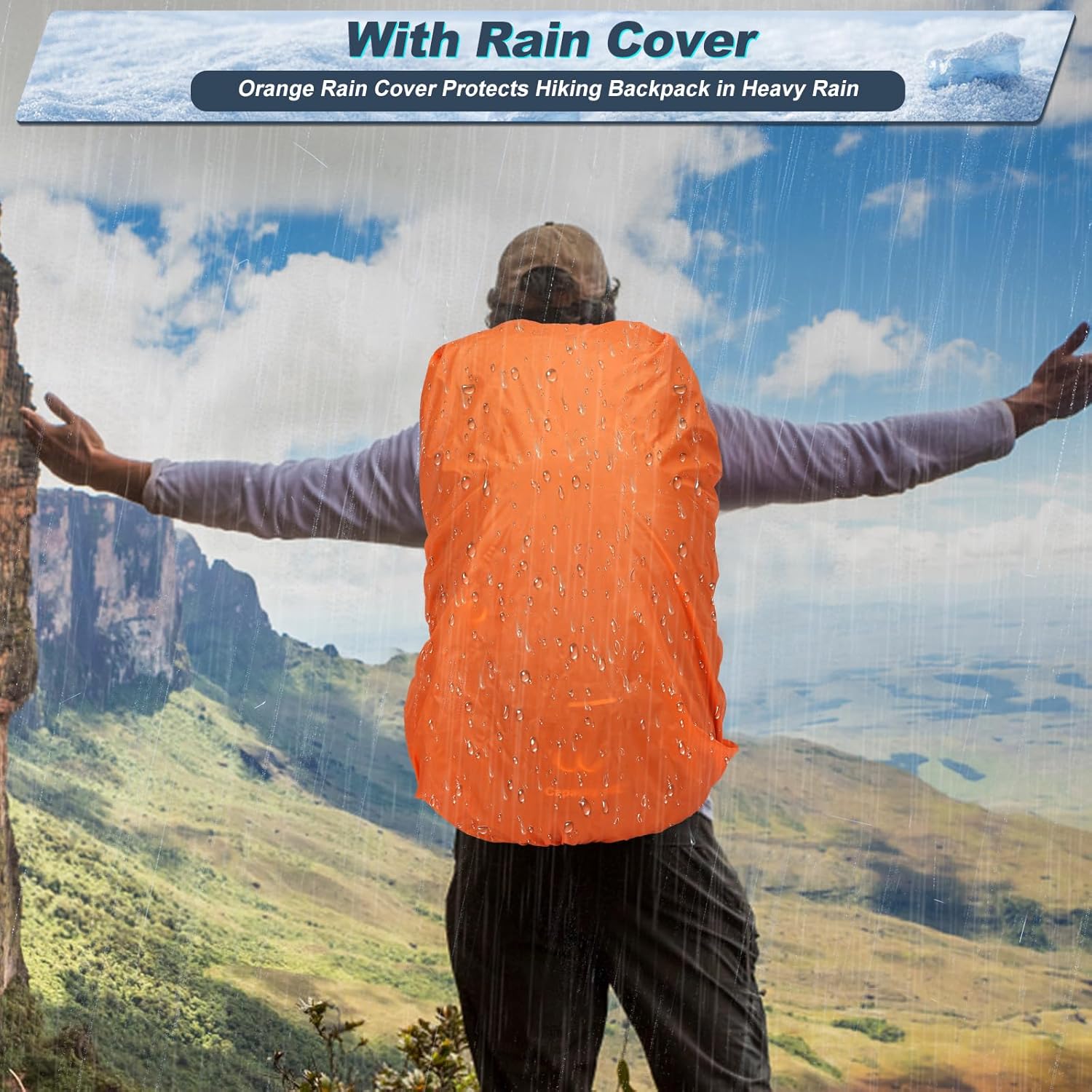 Durable 70L Hiking Camping Backpack with Waterproof Rain Cover, Lightweight Outdoor Sport Travel Daypack 65L+5L Rucksack for Climbing Touring Ultralight High-Capacity for Men and Women (Orange) - Image 7