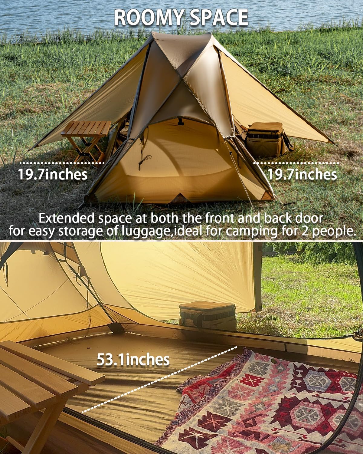 MC TOMOUNT Backpacking Tent Ultralight Nylon 1-2 Person Tent - Image 3