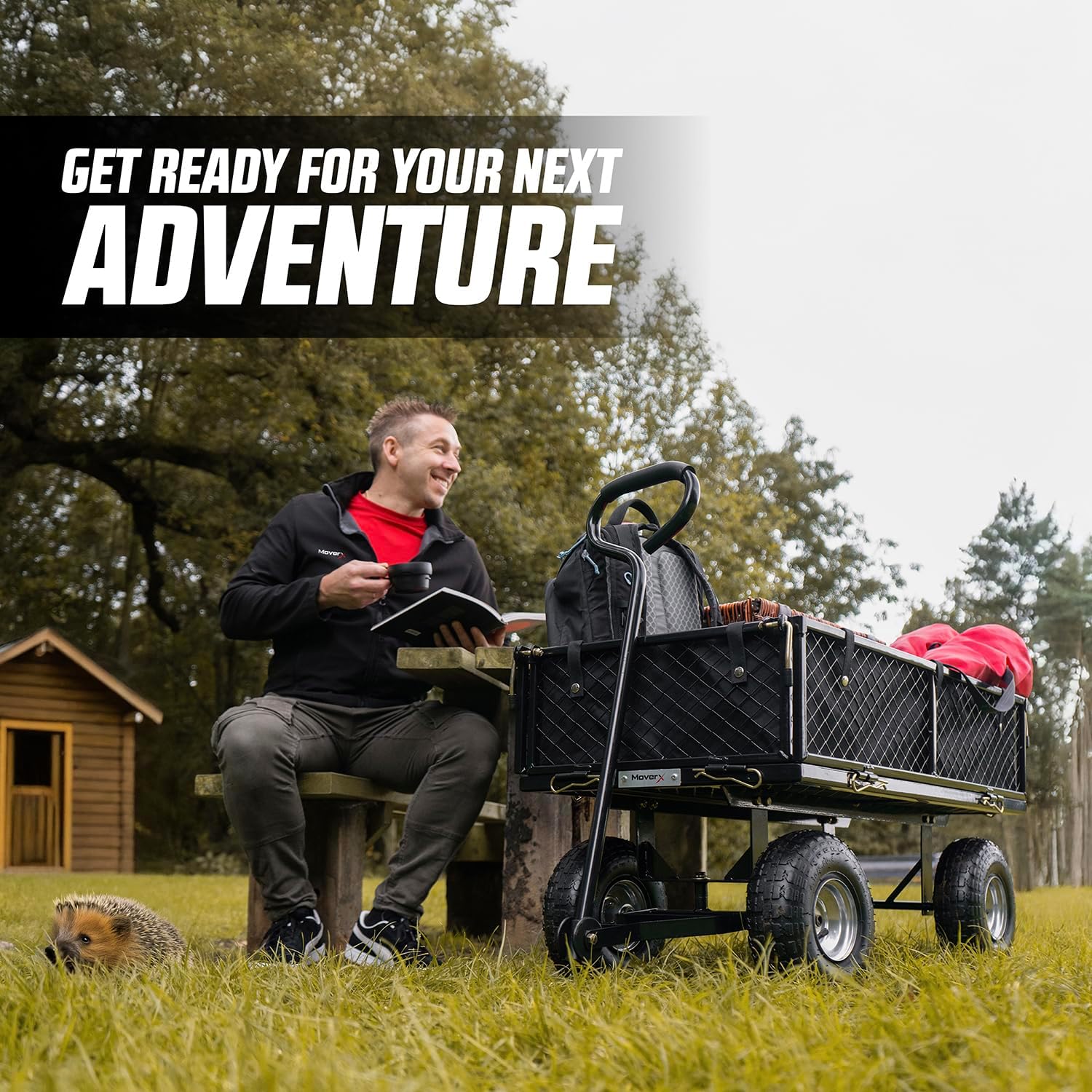 MoverX 250KG Garden Trolley, Heavy Duty Trolley, Garden Cart, Gardening Trolly On Wheels, 4 Wheel Outdoor Truck, Festival, Camping, Fishing, Beach Wagon, Liner in Black - Image 7