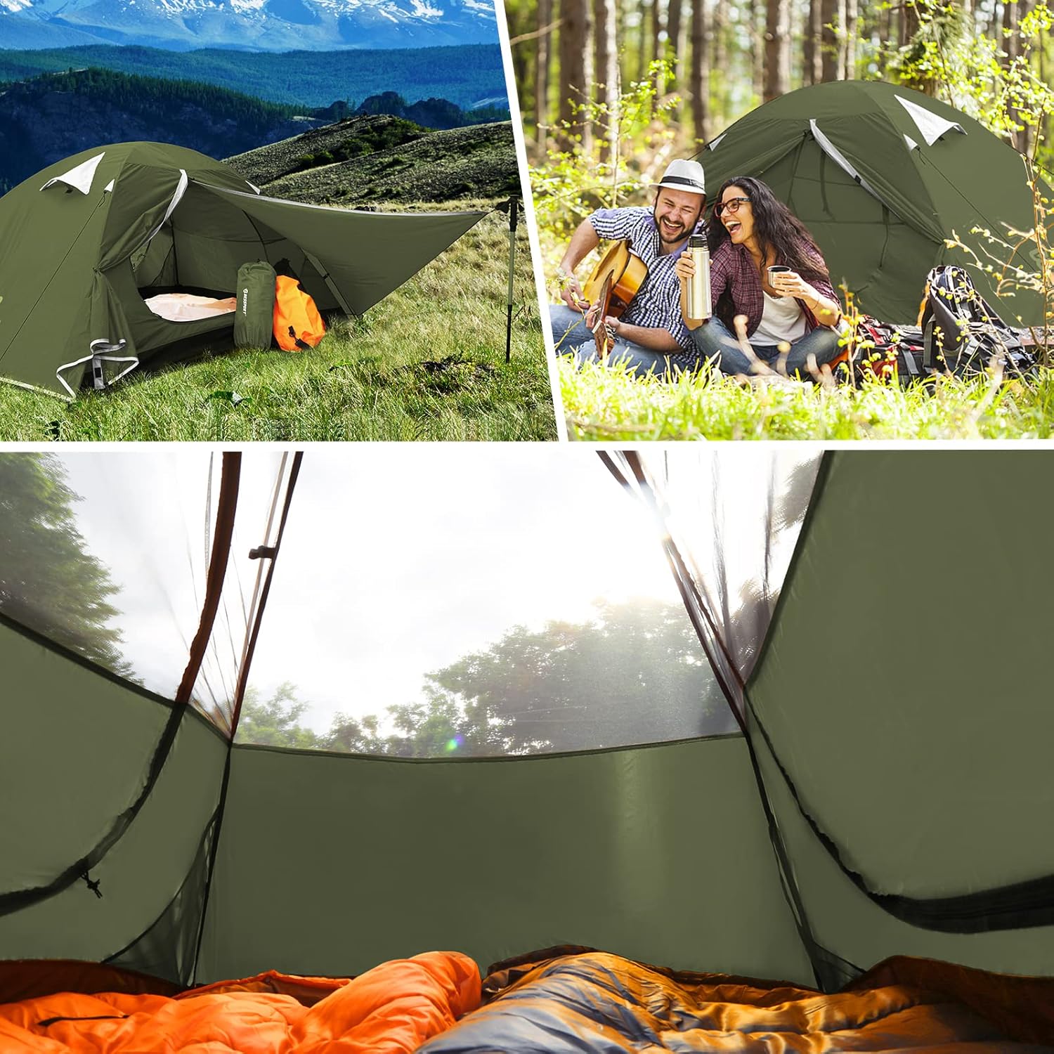 Bessport Tent 1 & 2 & 3 Person Ultralight Camping Tents, 3-4 Season Waterproof & Windproof Dome Tent, Small Pack Size, Suitable for Adults, Hiking, Camping, Outdoor - Image 5