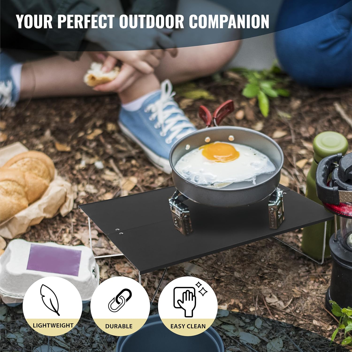 TREKOLOGY TALU Mini Camping Table – Compact, Portable, Folding Camp Table for Hiking, Backpacking, Beach, and Outdoor Use (Black) - Image 2