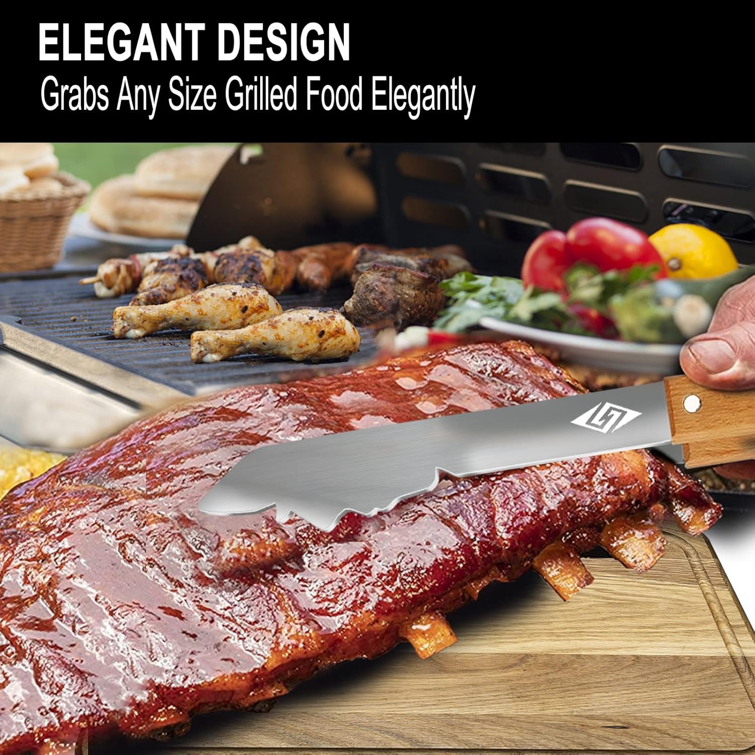 Charcoal BBQ Accessories, Gas Grill Tongs, 17 Inch Long Barbecue Tools, Tongs for Grilling, Dad Gifts, Gifts for Men. - Image 2