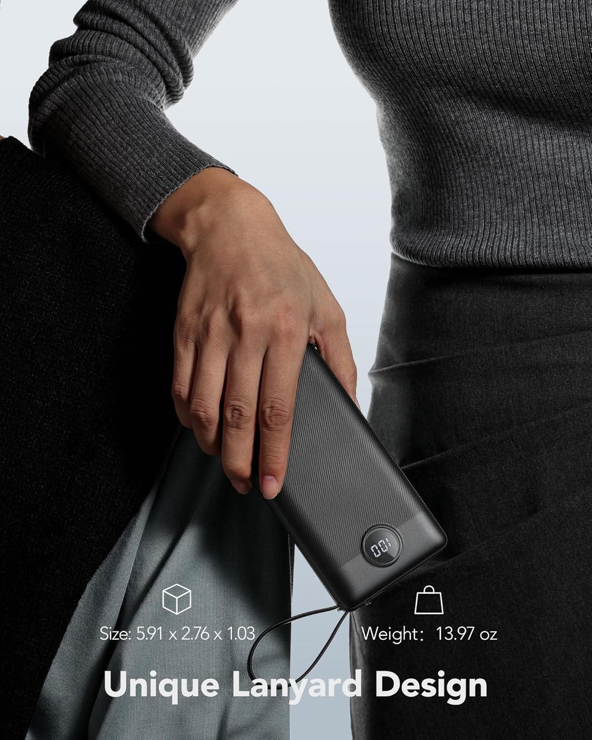 VRURC Portable Charger 20000mAh with Built in Fast Charging Cables,Power Bank PD 18W QC 3.0 Quick Charge USB C Battery Pack with 5 Outputs & 2 Inputs Compatible with Smart phones - Image 8