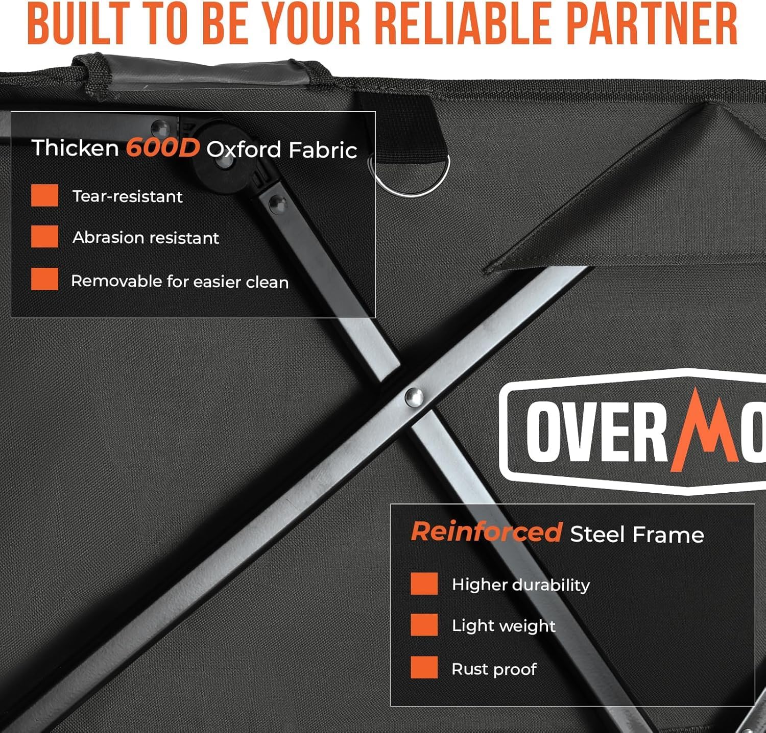 Overmont 150kg Festival Camping Trolley on Wheels – Heavy Duty Folding Wagon Cart with Detachable All-Terrain Wheels, Brake, Adjustable Handle, Portable for Outdoor, Beach, Garden & Shopping – Black - Image 6