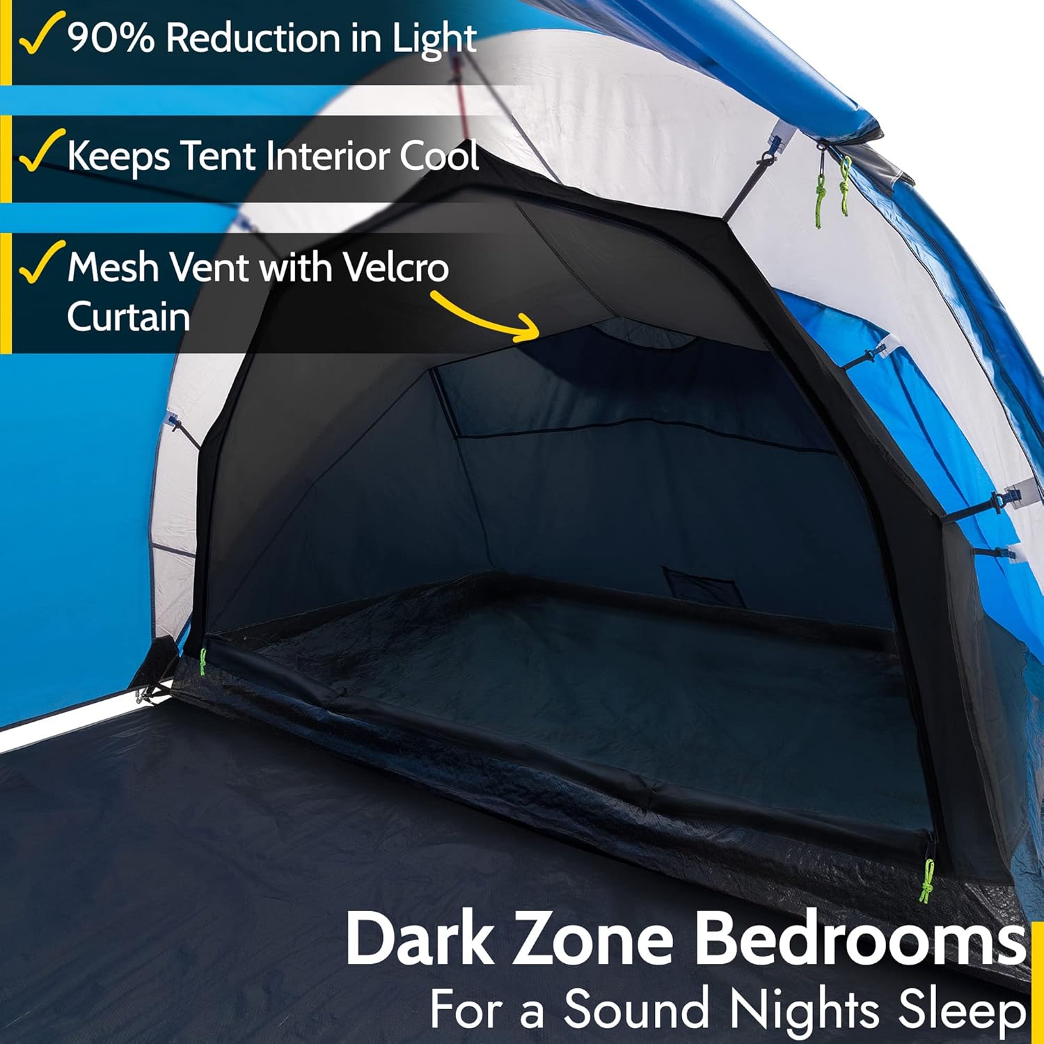 Trail Hartland 4 Man 2 Room Tent With Living Area and Awning, 3000mm Waterproof Rating, Tunnel Tent with Dark Zone Bedroom Technology, Family Camping, Bag Included (420cm x 210cm x 140/115cm) - Image 3
