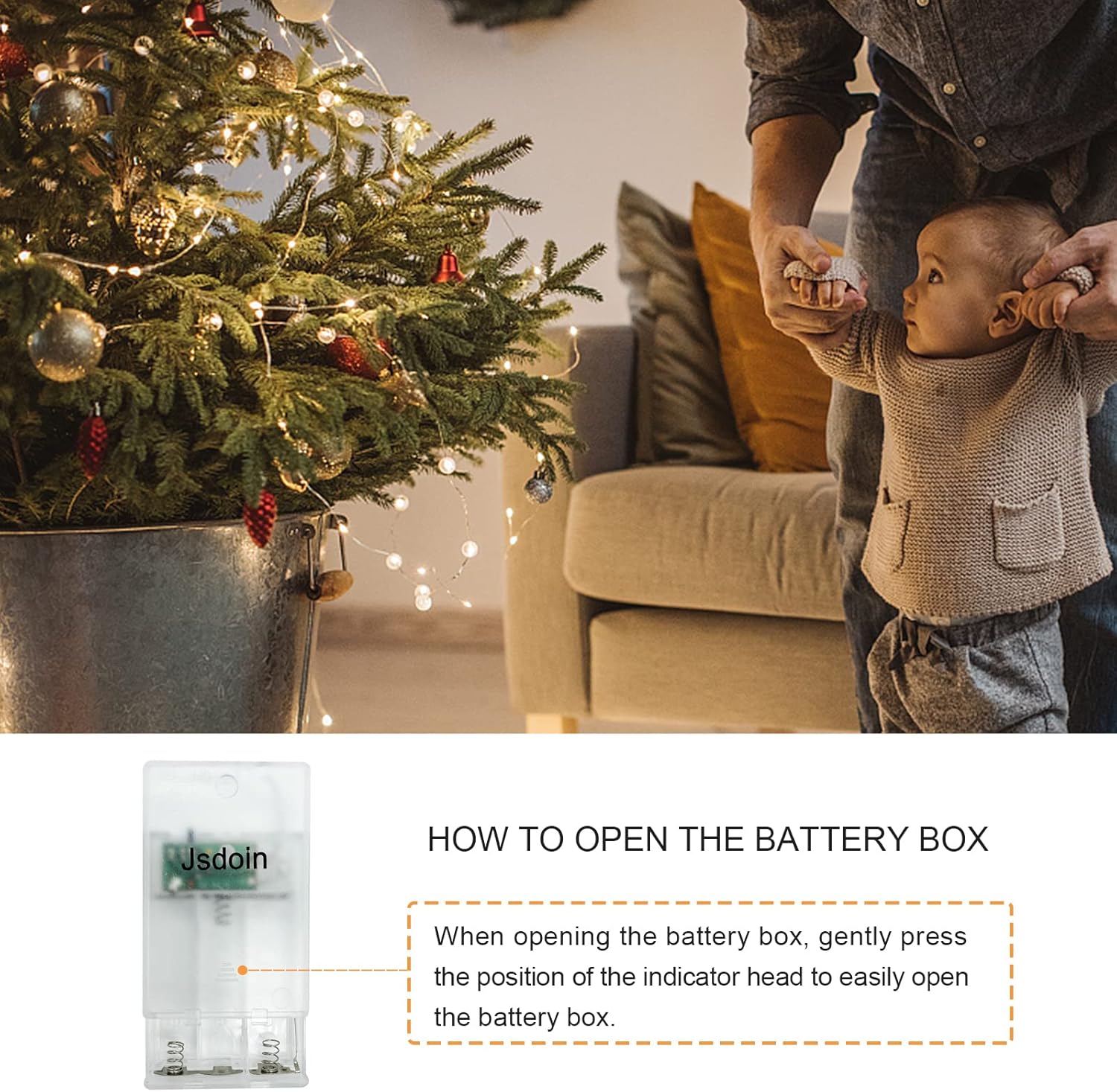 Jsdoin Fairy Lights, 50 LED Battery Operated String Lights Copper Wire Light for Indoor Outdoor Lighting, Bedroom, Wedding Decor, Party, Christmas, Tree Decoration(5M/16ft,WarmWhite) - Image 4