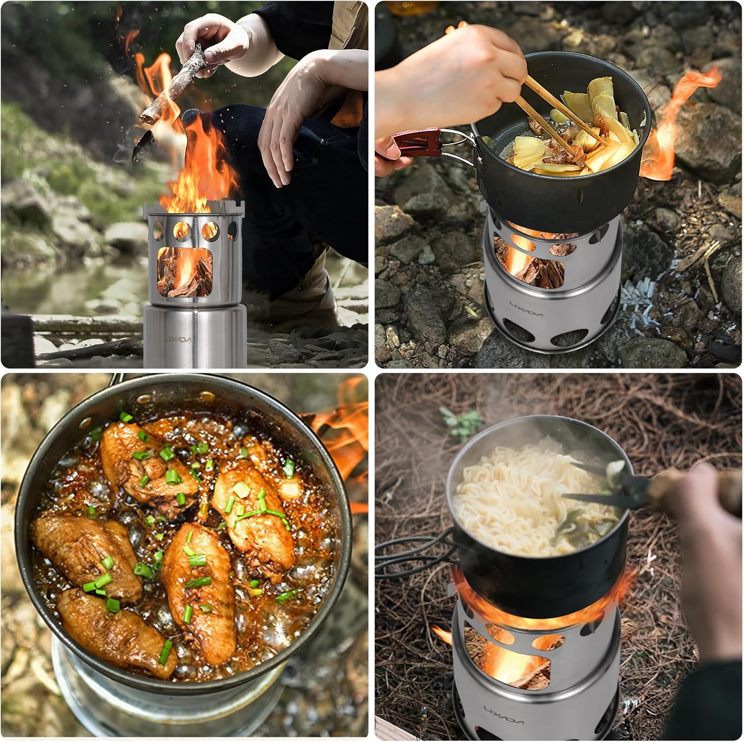 Lixada Camping Stove Stainless Steel Lightweight Wood Stove Alcohol Stove Burner for Portable Outdoor Camping Cooking Picnic BBQ - Image 4