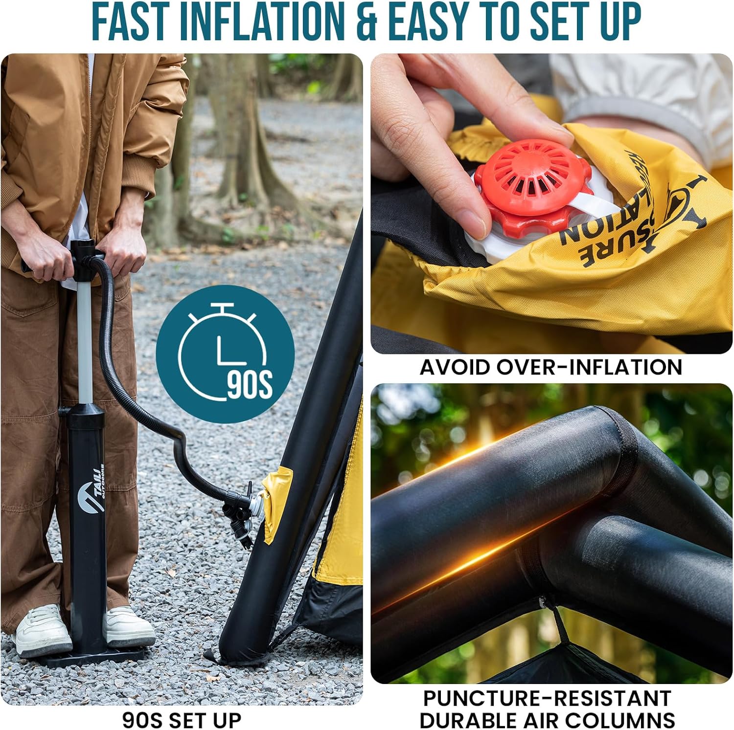 TAILI Inflatable Blow Up Tent for Camping with Hand Pump for 2/4/6/8 Person Easy Setup Outdoor Inflatable Oxford Waterproof Air Tent for Family Camping Adult - Image 2