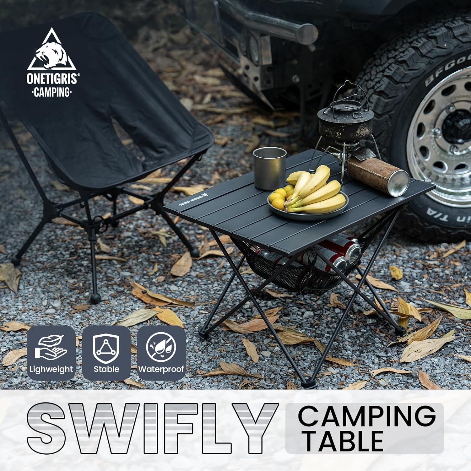 OneTigris SWIFLY Portable Camping Table, Lightweight Folding Beach Table with Storage Net & Carry Bag for Outdoor Cooking, Hiking, Fishing, Picnic, Travel - Image 4