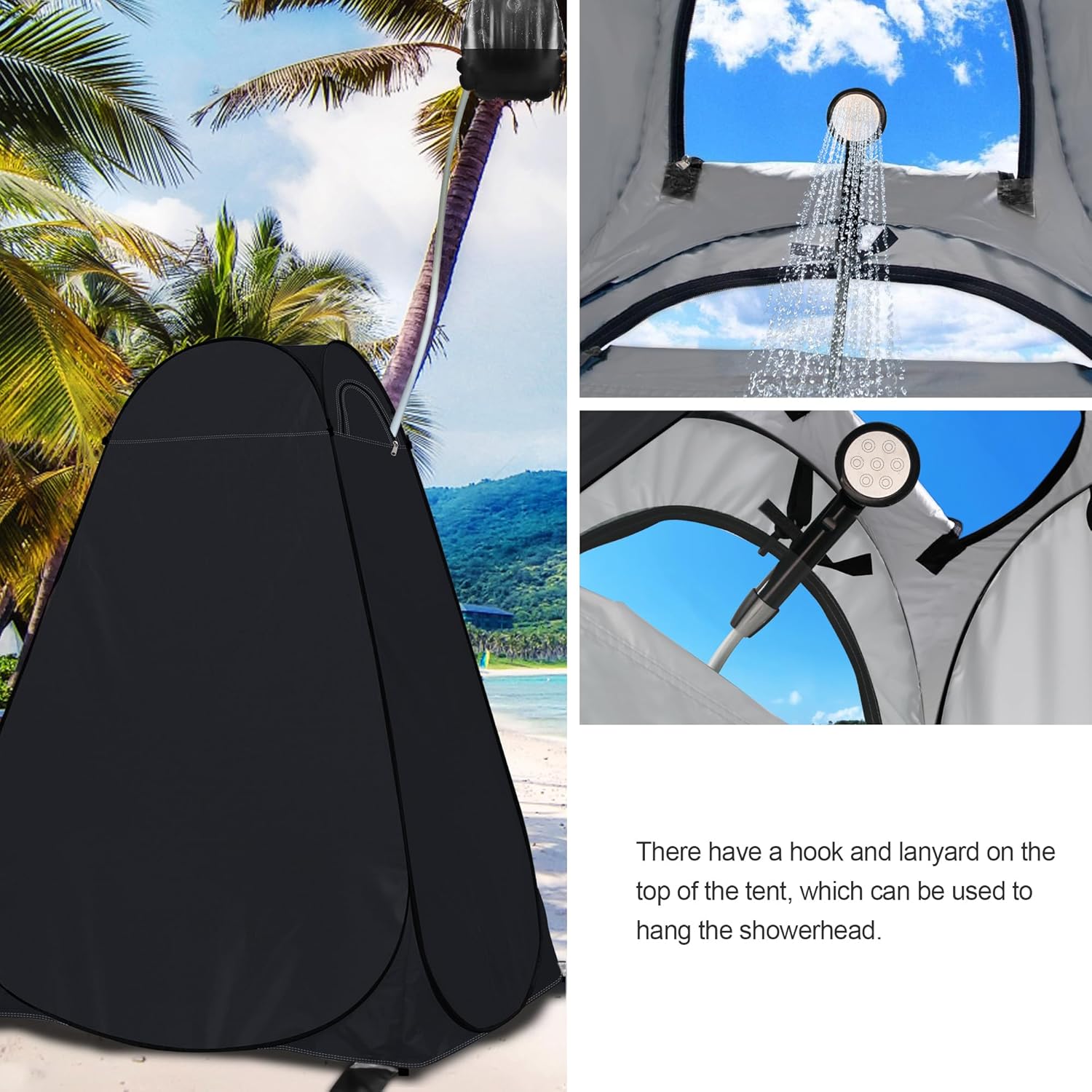 213×150×150cm Extra large Pop Up Toilet Privacy Tent for Camping, Portable Shower Tent for Outdoor Changing Dressing, Caravan, Fishing Sunshade, Beach Dressing Changing Room with Carrying Zippered Bag - Image 6