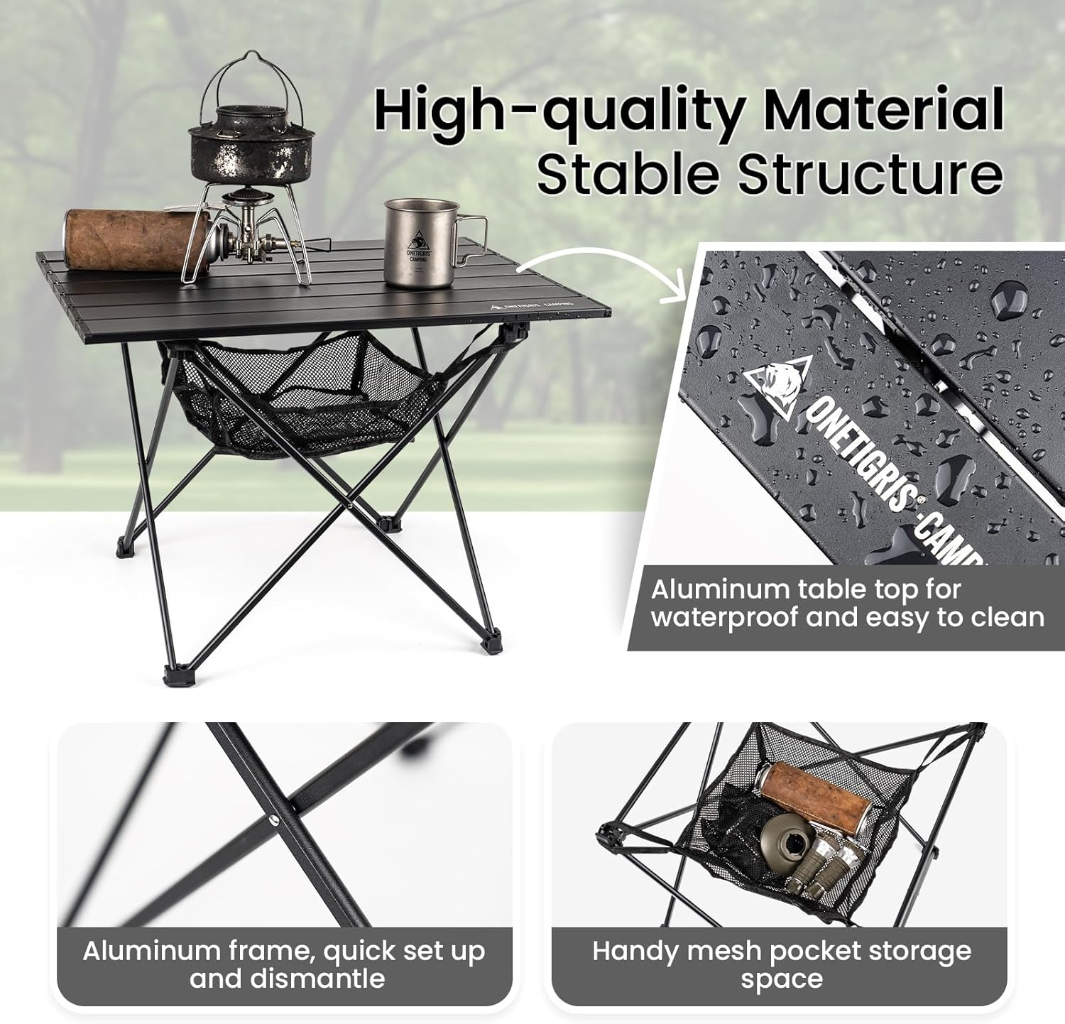OneTigris SWIFLY Portable Camping Table, Lightweight Folding Beach Table with Storage Net & Carry Bag for Outdoor Cooking, Hiking, Fishing, Picnic, Travel - Image 5