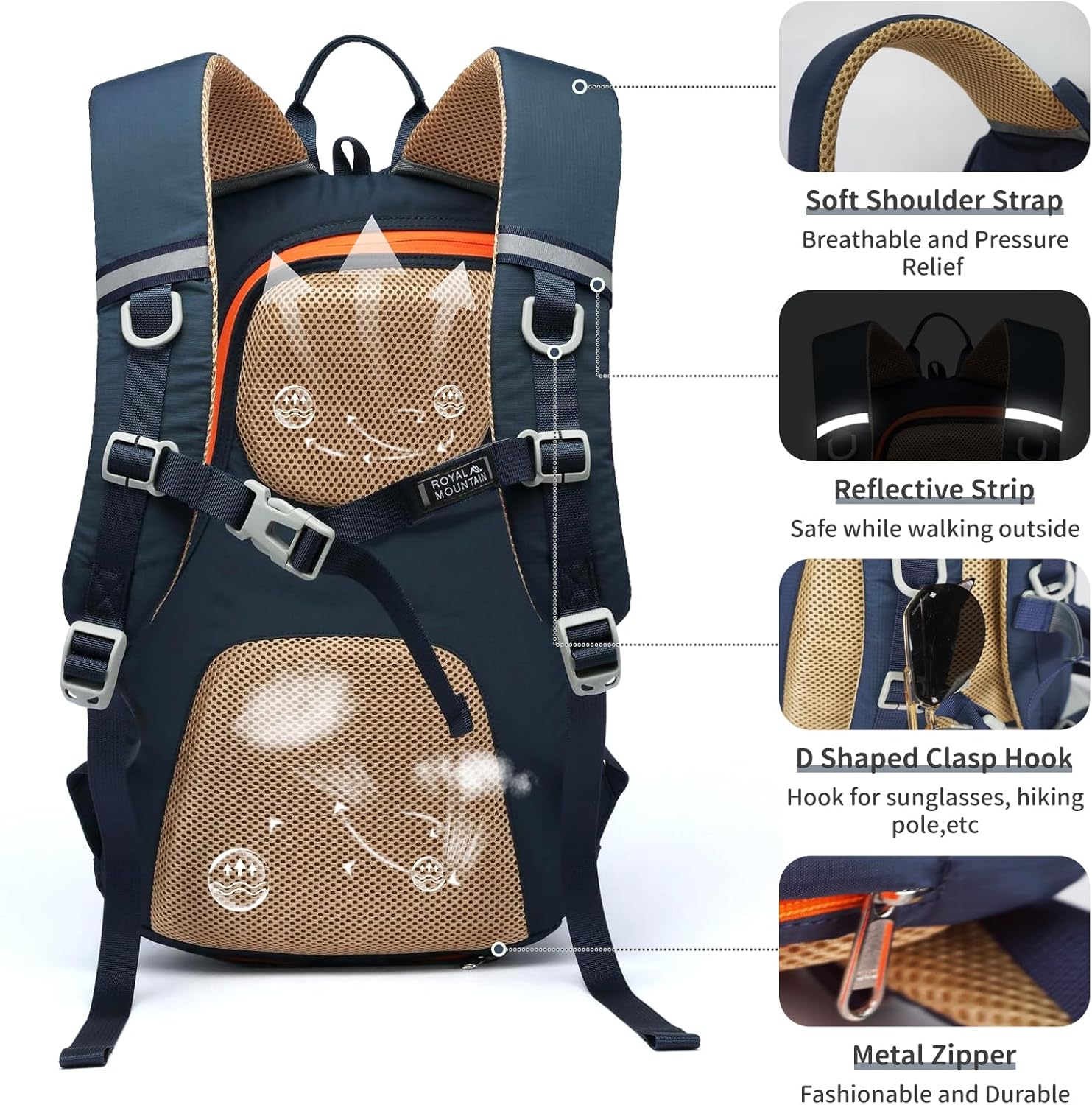 Lightweight Hiking Backpack, 30L Women/Men Waterproof Travel Rucksack Bag with Rain Cover, Outdoor Small Foldable Daypack for Student, Fit for 15.6 inch Laptop - Image 4