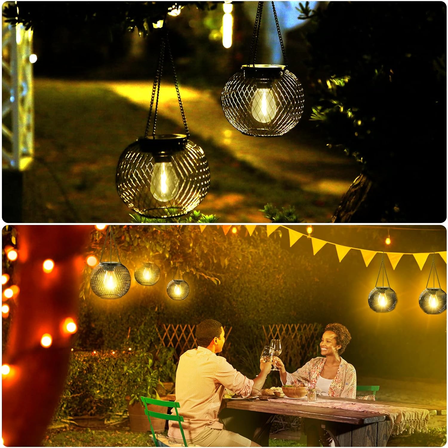 KagoLing Solar Lanterns, 2 Pack Solar Lantern Outdoor Garden with IP65 Waterproof Hanging Lights Auto On Off Metal Yard Art Garden Lights for Patio Lawn Table Fence Ornaments Warmwhite - Image 7