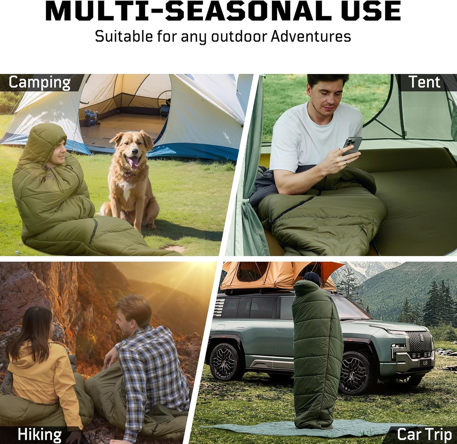 4 Season Cold Weather Sleeping Bag for Adults - Fits up to 185cm (6'1") Mummy Sleeping Bag, Ultralight 1.7kg, Windproof, Comfort Range -4°C to 2°C for Camping & Hiking - Image 7