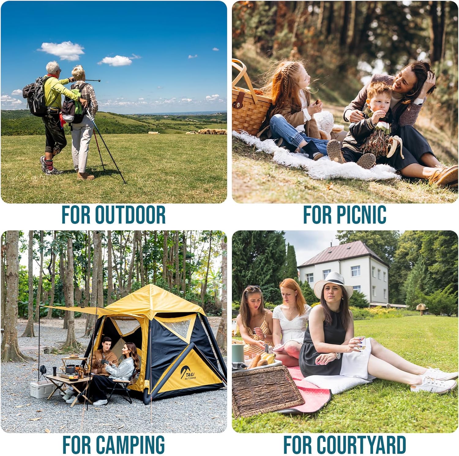 TAILI Inflatable Blow Up Tent for Camping with Hand Pump for 2/4/6/8 Person Easy Setup Outdoor Inflatable Oxford Waterproof Air Tent for Family Camping Adult - Image 8