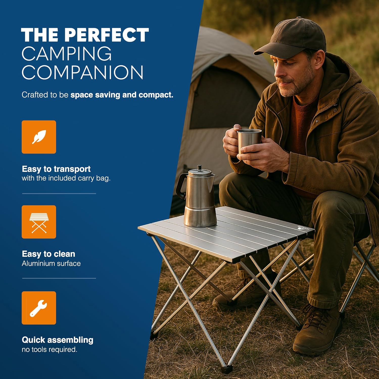 Voyager Camping Table – Foldable Outdoor Table with Adjustable Height, Extra Storage, Quick Setup, Lightweight & Durable – Compact Table for Camping, Picnic & Travel – medium 43x40x40cm - Image 3