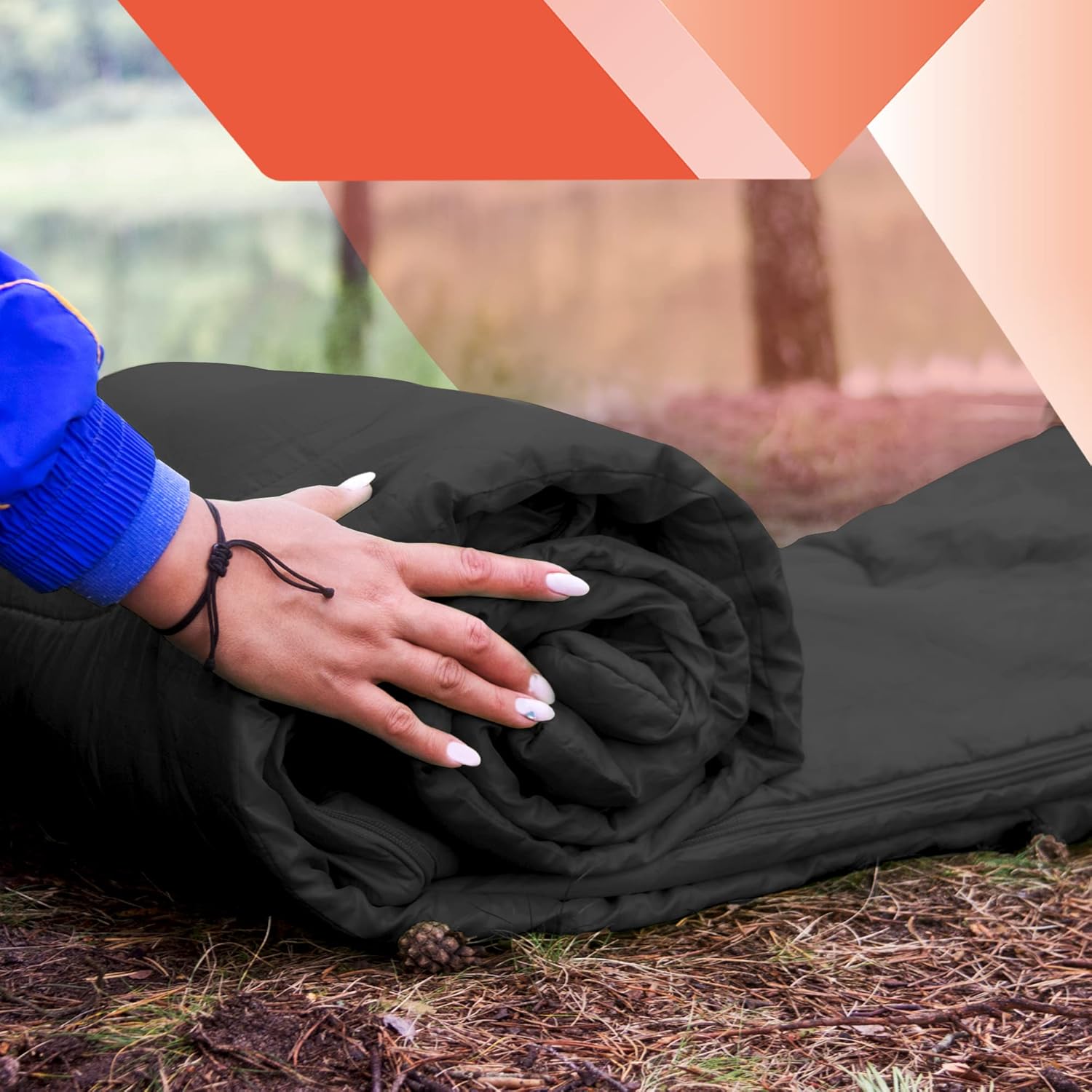 Premium Sleeping Bag, 350GSM, Lightweight and Waterproof, 4 Seasons of Camping, Hiking and Outdoors, Sleeping bag for Adults & Kids - Image 6