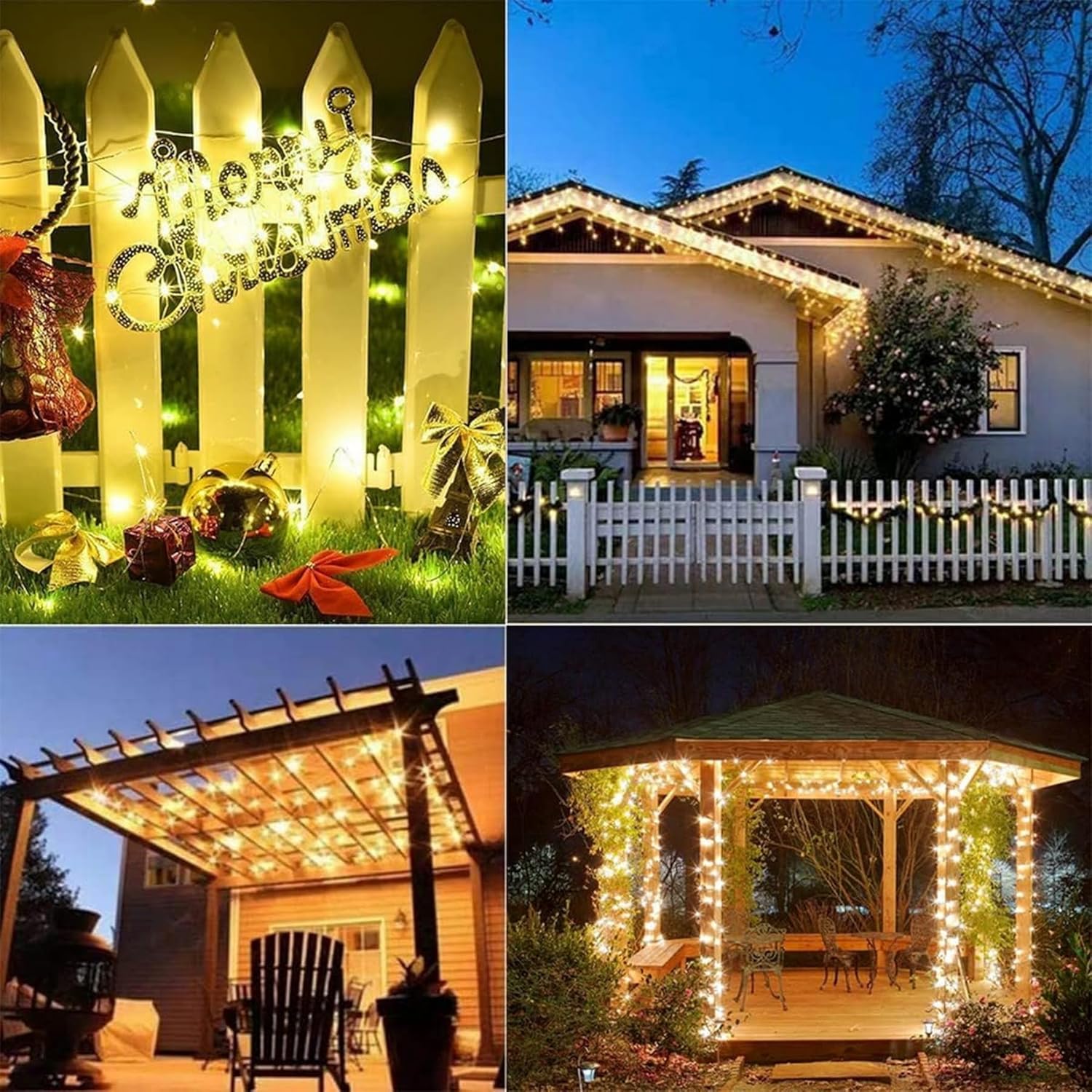 Lezonic Solar String Lights Outdoor, 2Pack Total 240 LED/80FT Solar Garden Lights Waterproof, 8 Modes Indoor/Outdoor Fairy Lights Copper Wire Lighting for Patio Yard Party Wedding (Warm White) - Image 6