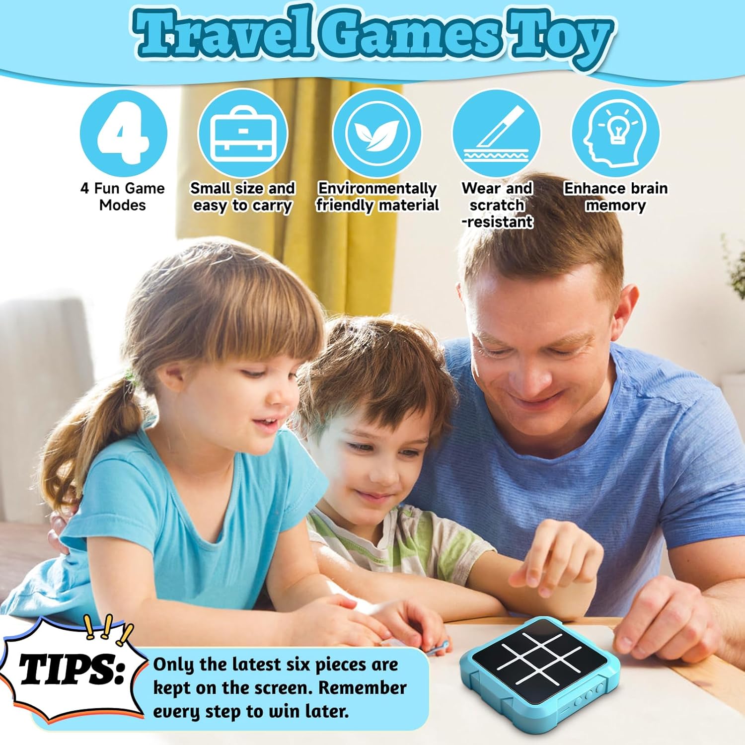Tic Tac Toe Game, 4-in-1 Noughts and Crosses Game, Electronic Tic Tac Toe Games, Portable Travel Games Fidgets Toy, Handheld Puzzle for Family Kids Adults - Image 2