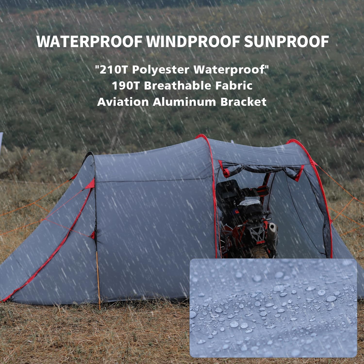 2-Person Camping Tent, Waterproof, Instant Family Tent, Lightweight, for Backpacking, Hiking, Easy Setup - Image 4