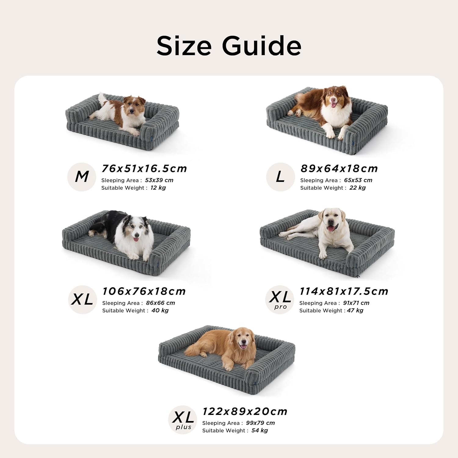 Bedsure Orthopedic Dog Beds Large - 122x89x20cm Waterproof Memory Foam Dog Sofa with Sides, Non-Slip Bottom and Egg-Crate Foam Large Pet Couch Sofa with Washable Removable Corduroy Cover, grey - Image 6
