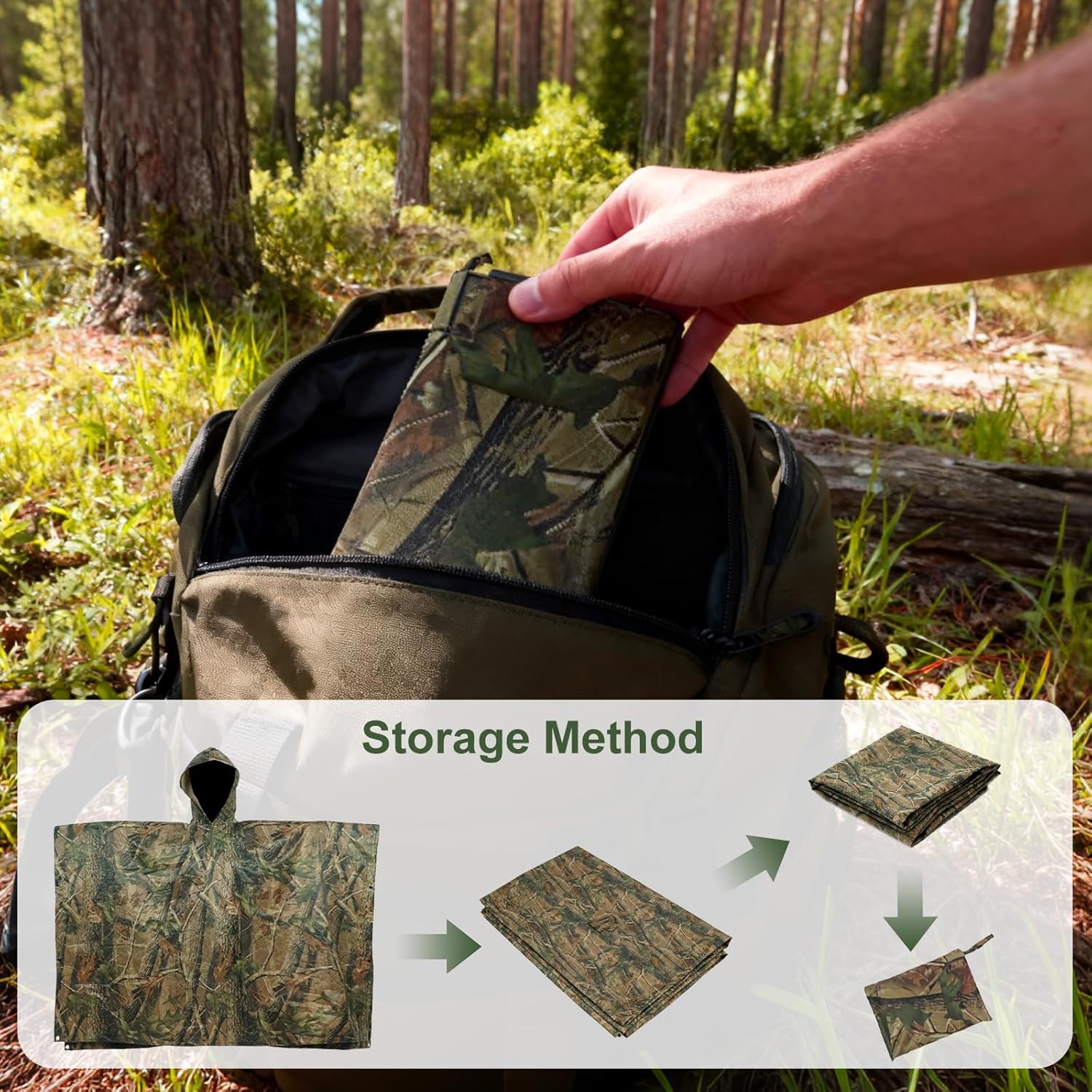 Waterproof Rain Cape Raincoat, Infreecs Rain Poncho for outdoor Camping Military cycling traveling, Hooded Rainwear with Emergency Grommet Corners for Shelter Use - Image 8