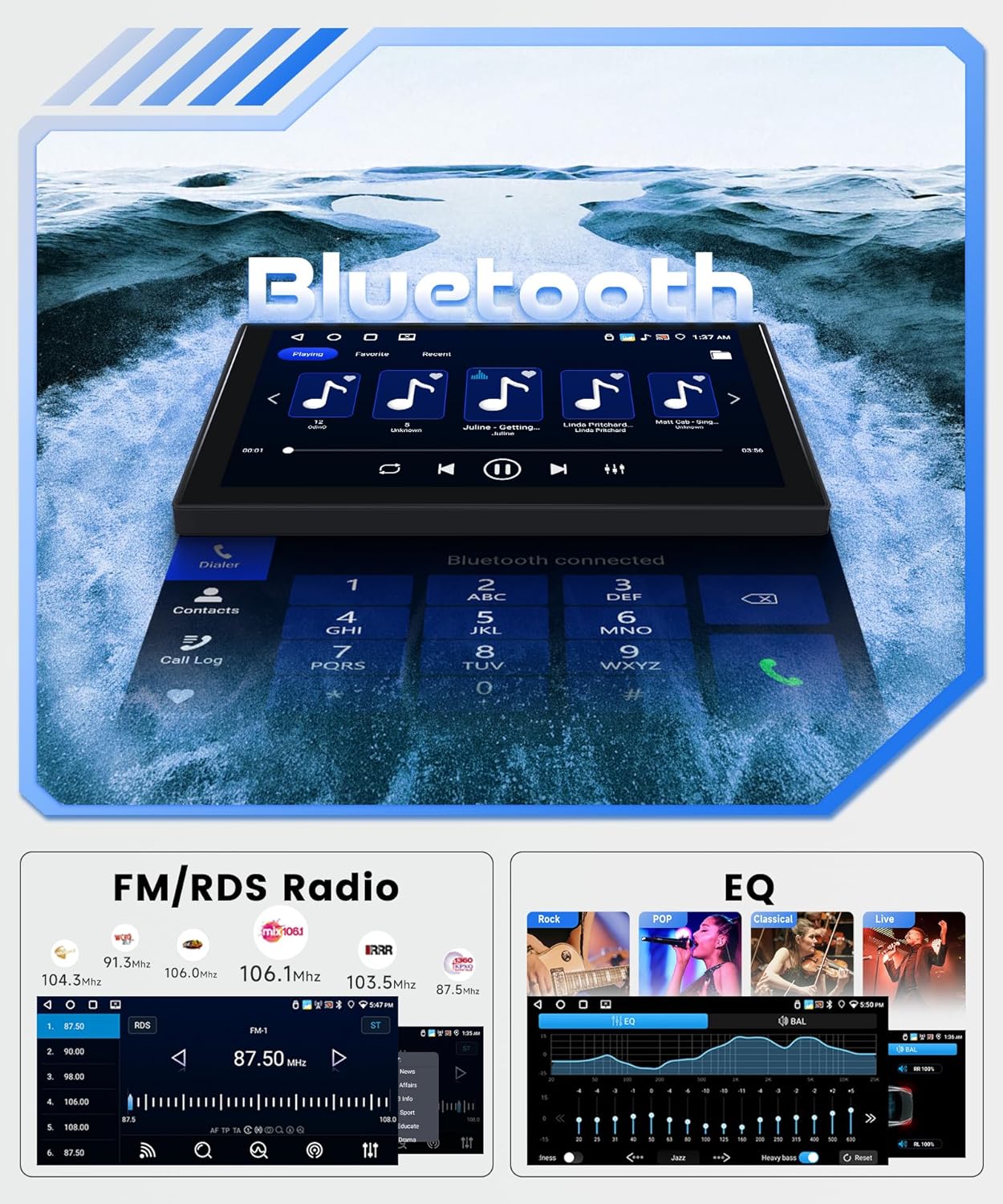 2G 64G Android Single Din Car Radio with Wireless Carplay Android Auto, 6.9 Inch Touchscreen Car Radio Bluetooth FM RDS GPS WiFi 32EQ Backup Camera - Image 3