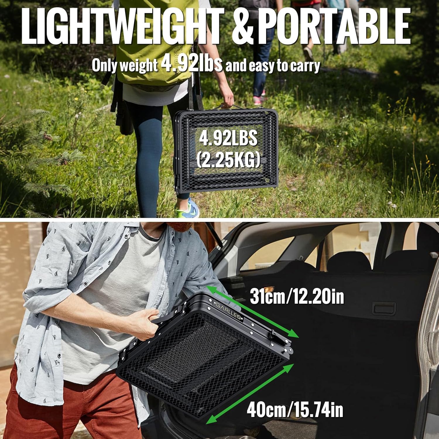 GARLLRN 2ft Folding Grill Table Max Height 70cm, 3-Height Adjustable Camping Table with Heat-Resistant Mesh Tabletop, Portable Aluminum Picnic Tables for BBQ, Camping, Outdoor, 22.8"L x 15.7"W - Image 6