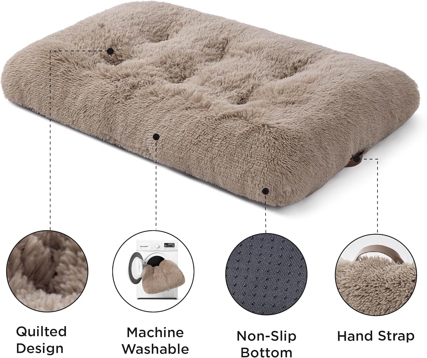 Bedsure Dog Crate Bed Extra Large - XL Fluffy Dog Crate Mattress Washable with Anti Slip Bottom,Anxiety Pillow Cushion for XLarge Pets, Camel, 104x69cm - Image 5