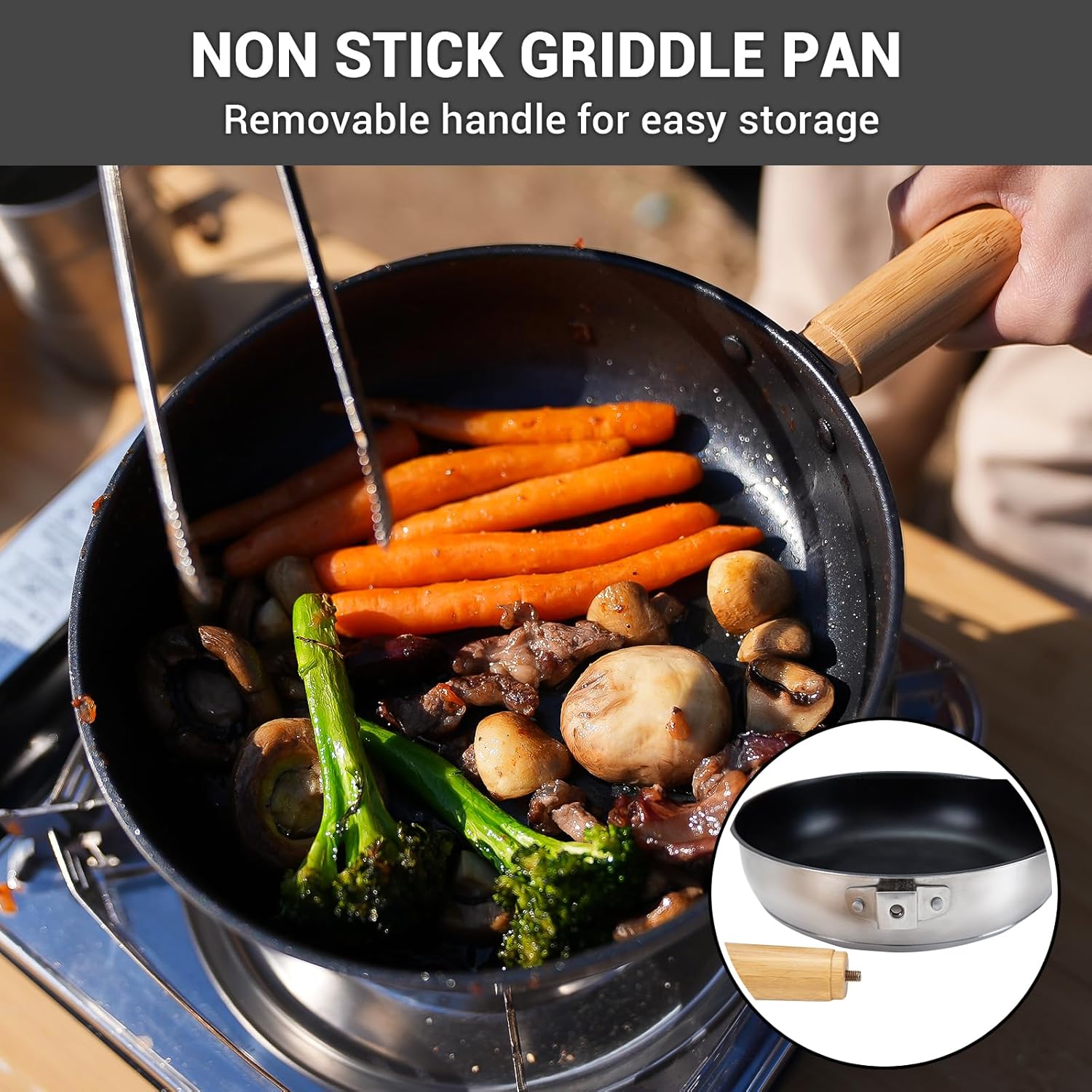 KingCamp Camping Cookware Set, 304 Stainless Steel Campfire Cooking Pots Pan and Kettle with Travel Tote Bag for Camping Outdoor Kitchen Cooking Picnic for 4-6 - Image 4