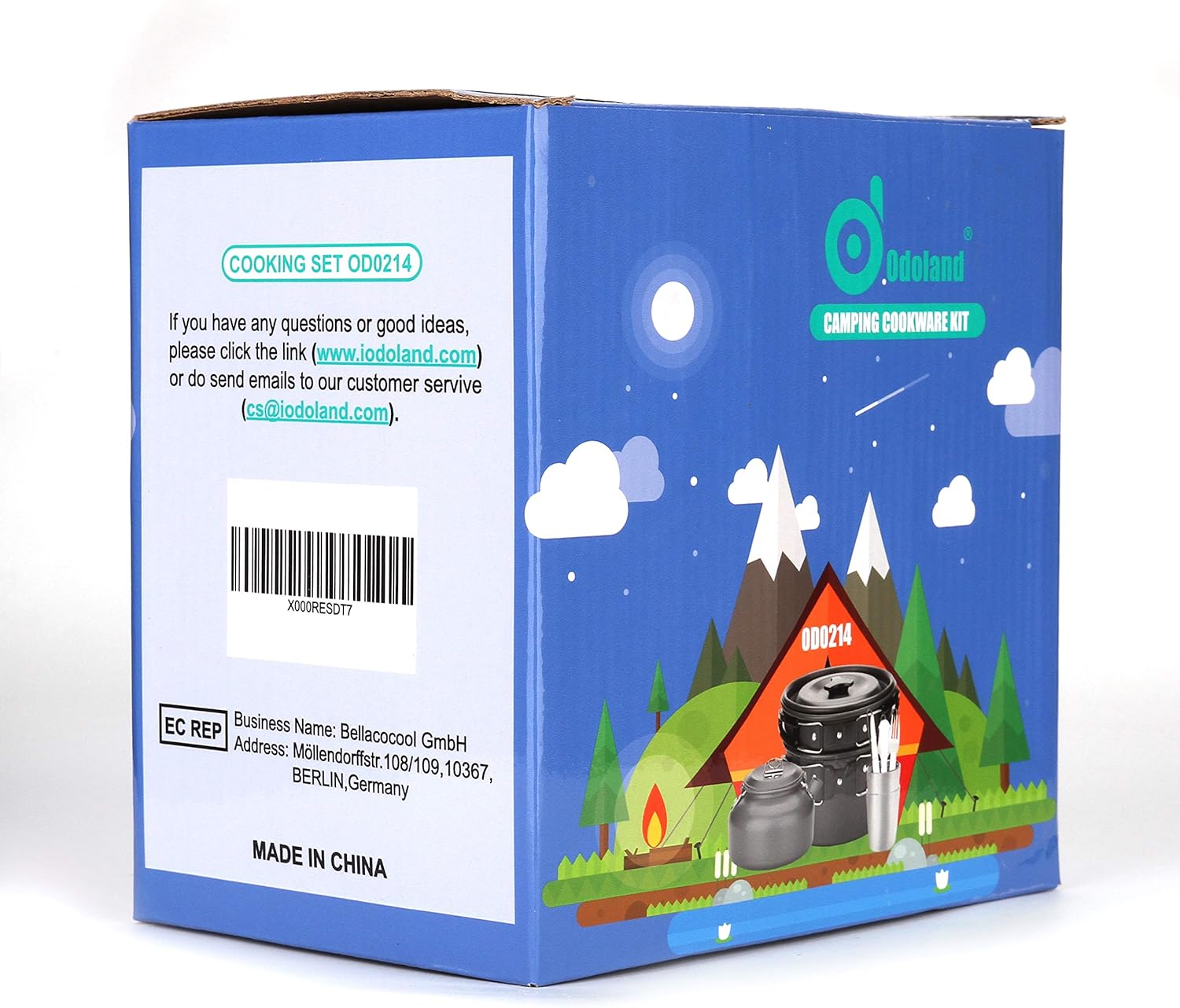 Odoland Camping Cooker Pan Set Aluminum Camping Cookware Kit for 2 People, Portable Outdoor Pot Pan Stove Kettle 2 Cups and Tableware - Backpacking Cookware for Picnic Trekking and Hiking - Image 7