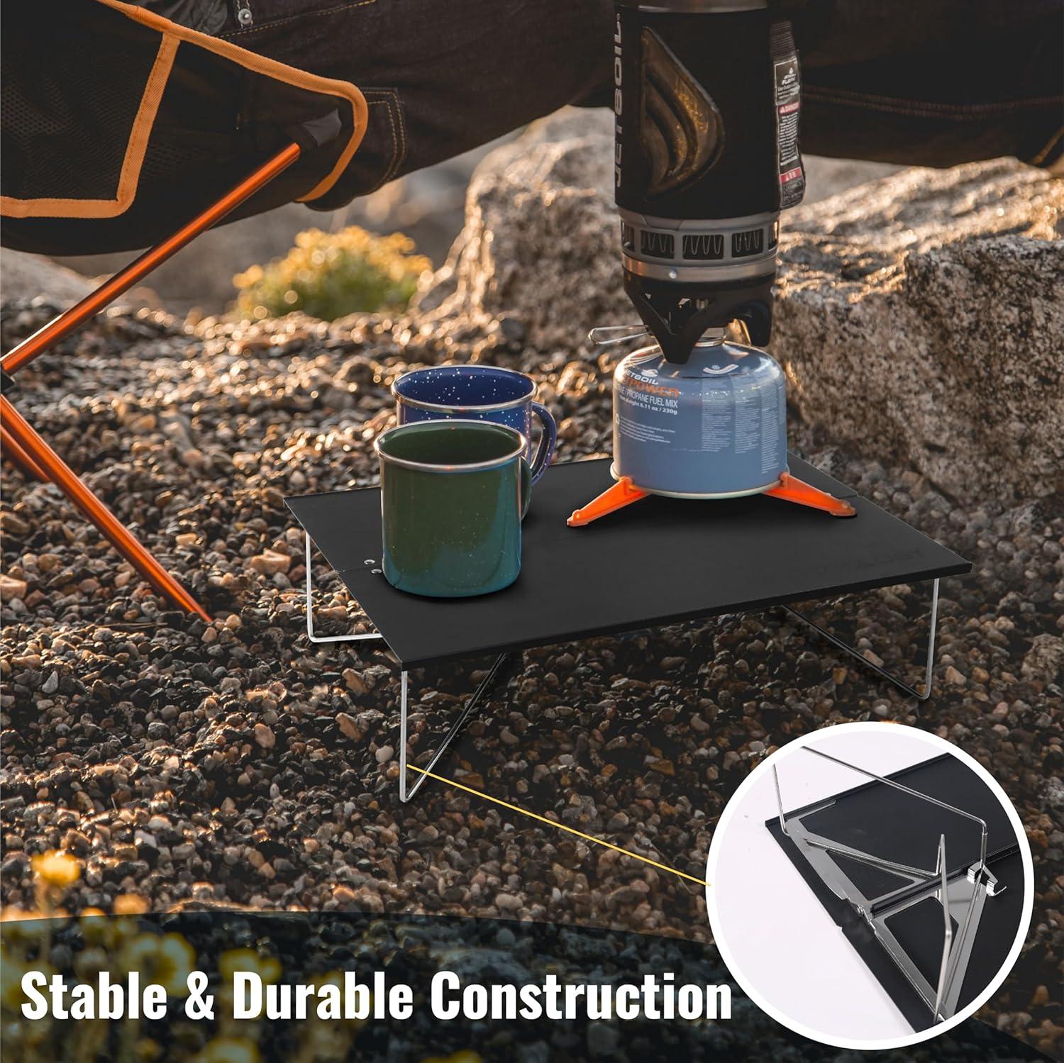 TREKOLOGY TALU Mini Camping Table – Compact, Portable, Folding Camp Table for Hiking, Backpacking, Beach, and Outdoor Use (Black) - Image 7
