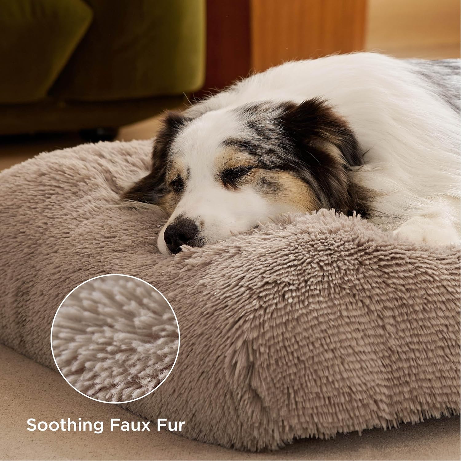 Bedsure Dog Crate Bed Extra Large - XL Fluffy Dog Crate Mattress Washable with Anti Slip Bottom,Anxiety Pillow Cushion for XLarge Pets, Camel, 104x69cm - Image 2