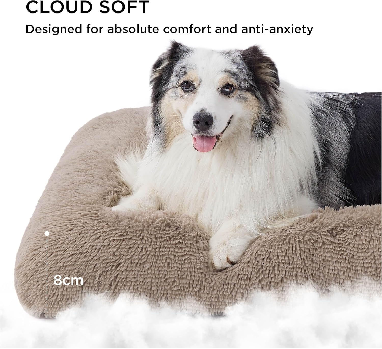 Bedsure Dog Crate Bed Extra Large - XL Fluffy Dog Crate Mattress Washable with Anti Slip Bottom,Anxiety Pillow Cushion for XLarge Pets, Camel, 104x69cm - Image 4