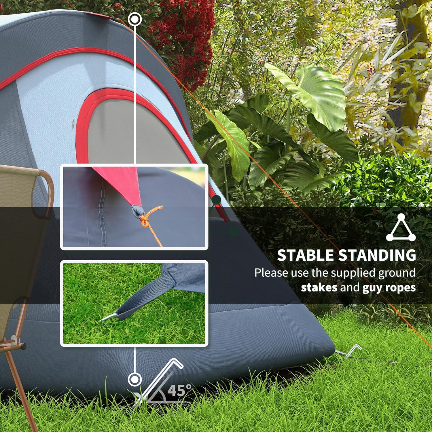 Outsunny 5-6 Man Camping Tent Tunnel Tent UV Protection 3000mm Water Resistant Hiking Shelter with Groundsheet and Carry Bag - Image 6