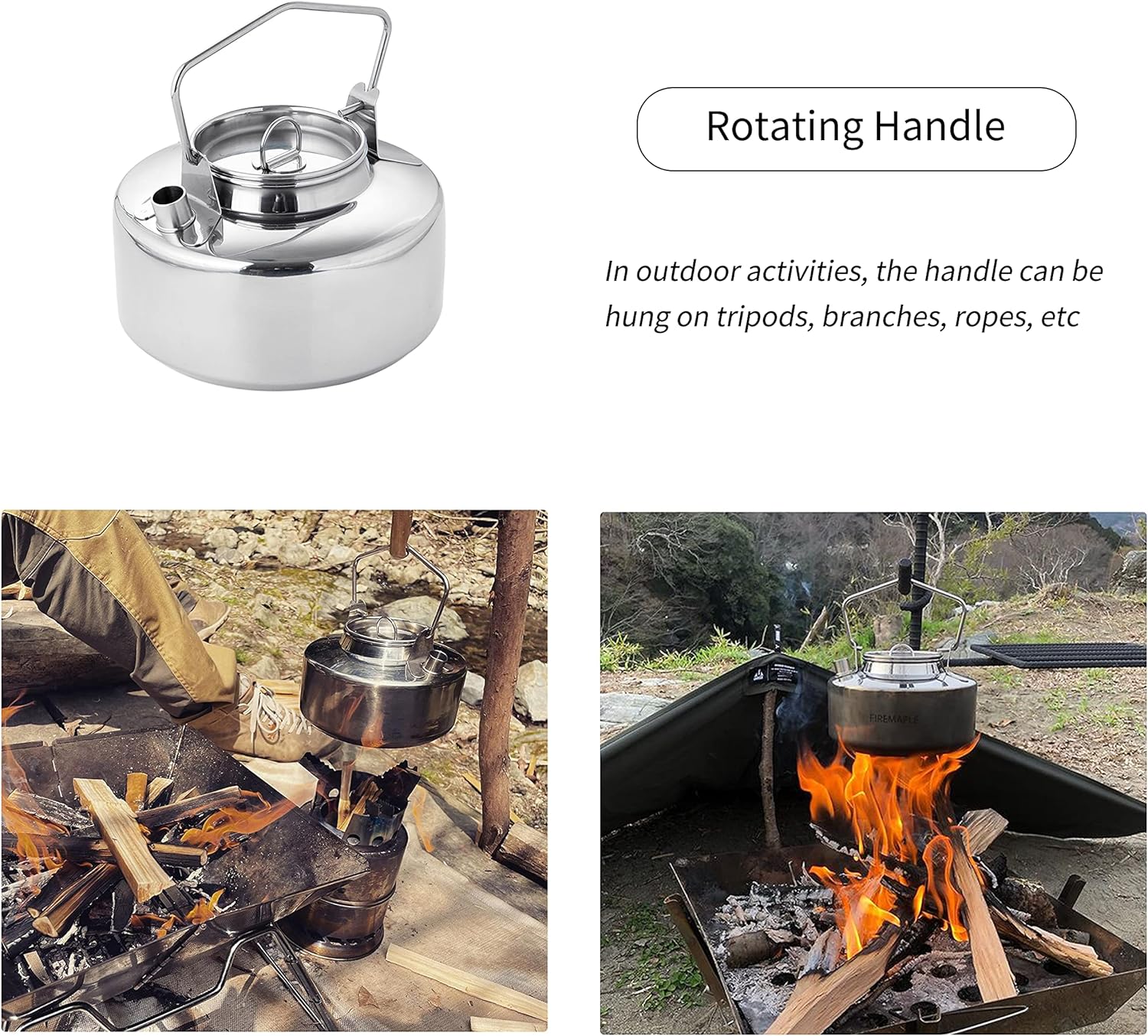 Fire Maple Antarcti Stainless Steel Kettle | 1.0 Liter Camp Kettle Great for Boiling Water, Tea, Coffee, Freeze-Dried Backpacking Meals | Portable for Camping Bushcraft and Travel - Image 4