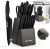 15-Piece Knife Set – BlackSelf-Sharpening Knife Block, Stainless Steel Kitchen Knives with Ergonomic Handles, Including Chef’s Knife, Santoku Knife, and More