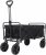 Folding Trolley Utility Wagon Cart with All-Terrain Wheels, 100L Storage Capacity, Heavy-Duty Steel Frame,Garden Wagon Cart 150kg Load Capacity (Black)