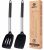 Pack of 2 Silicone Solid Turner,Non Stick Slotted Kitchen Spatulas,High Heat Resistant BPA Free Cooking Utensils,Ideal Cookware for Fish,Eggs,Pancakes (Black)